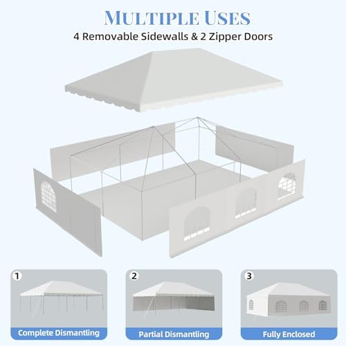 20x30 FT Outdoor Frame Party Tent with Sidewalls, Heavy Duty Weekend Canopy with Carry Bags, 350GSM PVC Large, alternate view