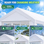 20x30 Outdoor Party Tent Heavy Duty Waterproof Canopy Shelter with 8 Sidewalls & 12 Church Windows, White Powder, alternate