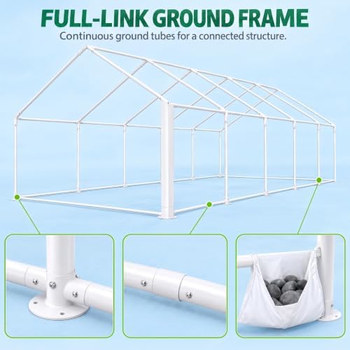 20x30 Outdoor Party Tent Heavy Duty Waterproof Canopy Shelter with 8 Sidewalls & 12 Church Windows, White Powder, alternate