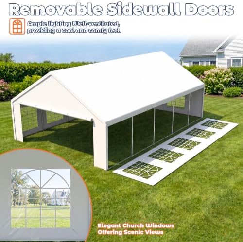 20x30 Party Tent Heavy Duty Outdoor Event Tent for Backyard White in White, alternate view 5