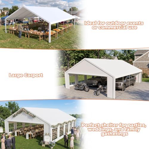20x30 Party Tent Heavy Duty Outdoor Event Tent for Backyard White in White, alternate view 6