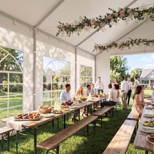 20x30 Party Tent Heavy Duty Outdoor Event Tent for Backyard White in White, alternate view 7