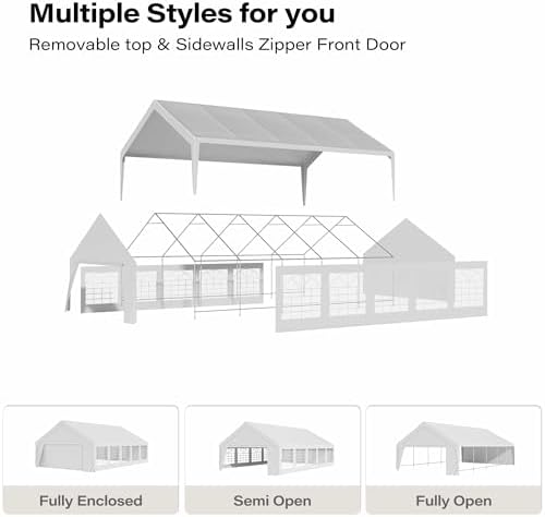 20x30 Party Tent with 100ft Lights, Heavy Duty Waterproof Canopy with Removable Sidewalls & Roll-Up Door, Large, alternate