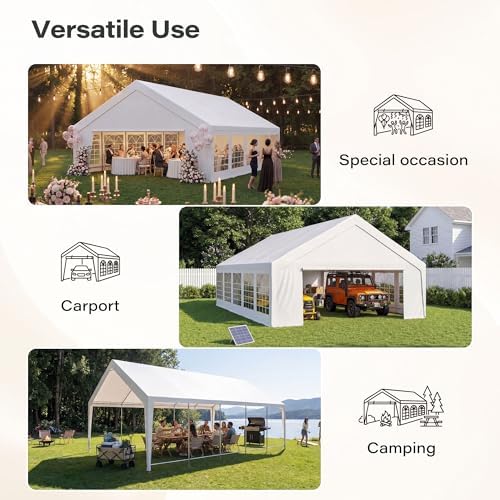 20x30 Party Tent with 100ft Lights, Heavy Duty Waterproof Canopy with Removable Sidewalls & Roll-Up Door, Large, alternate