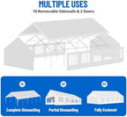 20x33 ft Heavy Duty Party Tent - Outdoor Wedding & Event Canopy with Removable Sidewalls & Waterproof Roof, alternate view 3