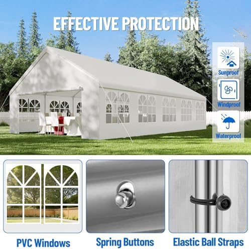 20x33 ft Heavy Duty Party Tent - Outdoor Wedding & Event Canopy with Removable Sidewalls & Waterproof Roof, alternate view 4