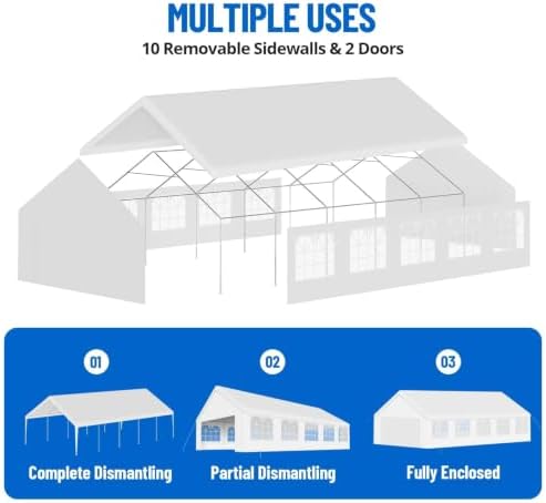 20x33 ft Heavy-Duty Party Tent with Removable Sidewalls, White in 20x33 ft in White, alternate view 5