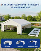 20x33 FT Outdoor Party Wedding Event Canopy Tent, Galvanized Steel Frame Shelter with Mesh Screen & Roll-Up, alternate view 4