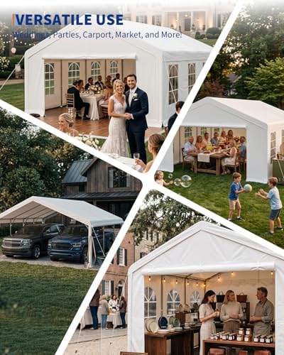 20x33 FT Outdoor Party Wedding Event Canopy Tent, Galvanized Steel Frame Shelter with Mesh Screen & Roll-Up, alternate view 6