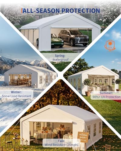 20x33 FT Outdoor Party Wedding Event Canopy Tent, Galvanized Steel Frame Shelter with Mesh Screen & Roll-Up, alternate view 7