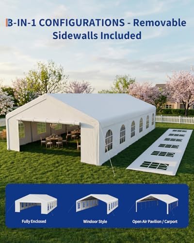 20x40 FT Outdoor Party Wedding Event Canopy Tent, Galvanized Steel Frame Shelter with Mesh Screen & Roll-Up, alternate view 4