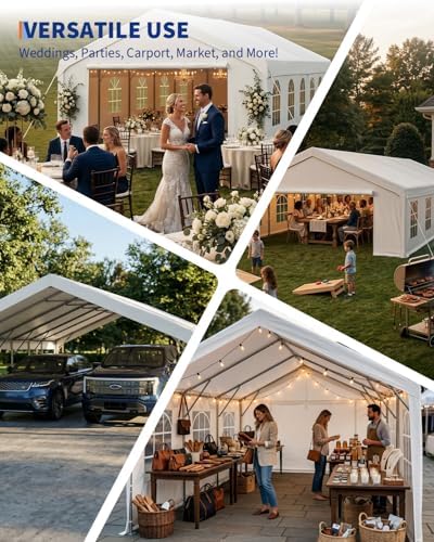 20x40 FT Outdoor Party Wedding Event Canopy Tent, Galvanized Steel Frame Shelter with Mesh Screen & Roll-Up, alternate view 6