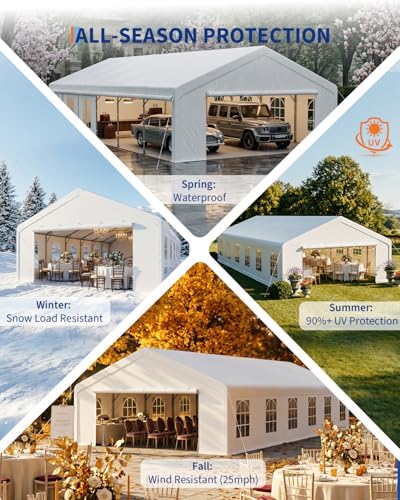 20x40 FT Outdoor Party Wedding Event Canopy Tent, Galvanized Steel Frame Shelter with Mesh Screen & Roll-Up, alternate view 7