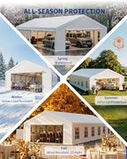 20x40 FT Outdoor Party Wedding Event Canopy Tent, Galvanized Steel Frame Shelter with Mesh Screen & Roll-Up, alternate view 7