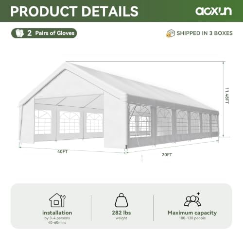 20x40 Party Tent with 4 Panels 5x40 Ceiling Curtain Weddings Events, alternate view 2