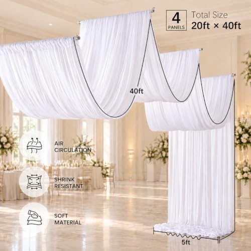 20x40 Party Tent with 4 Panels 5x40 Ceiling Curtain Weddings Events, alternate view 3