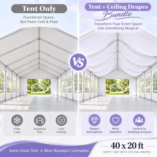 20x40 Party Tent with 4 Panels 5x40 Ceiling Curtain Weddings Events, alternate view 6