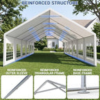 20x40ft Party Tent Heavy Duty with Removable Sidewalls White in 20x40ft, alternate view 2
