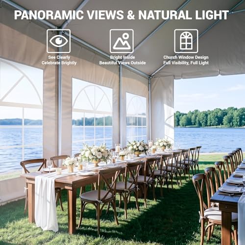 20x40ft Party Tent Heavy Duty with Removable Sidewalls White in 20x40ft, alternate view 3