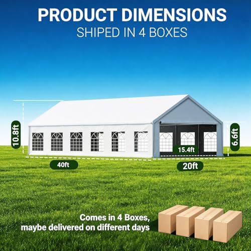 20x40ft Party Tent Heavy Duty with Removable Sidewalls White in 20x40ft, alternate view 4
