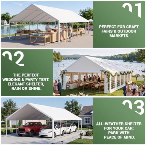 20x40ft Party Tent Heavy Duty with Removable Sidewalls White in 20x40ft, alternate view 5