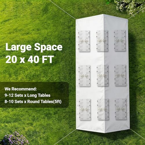20x40ft Party Tent Heavy Duty with Removable Sidewalls White in 20x40ft, alternate view 6