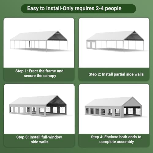 20x40ft Party Tent Heavy Duty with Removable Sidewalls White in 20x40ft, alternate view 7