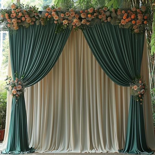20x7ft Wrinkle Free Hunter Green Backdrop Curtain for Parties Soft Fabric Drapes Wedding Dark Green Curtain, alternate view 2