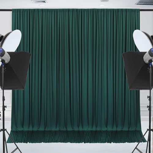 20x7ft Wrinkle Free Hunter Green Backdrop Curtain for Parties Soft Fabric Drapes Wedding Dark Green Curtain, alternate view 3