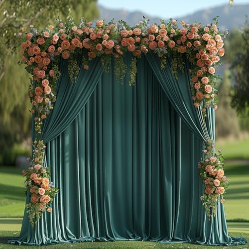 20x7ft Wrinkle Free Hunter Green Backdrop Curtain for Parties Soft Fabric Drapes Wedding Dark Green Curtain, alternate view 4