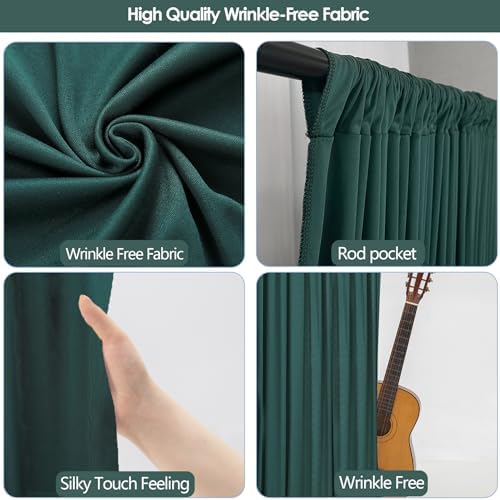 20x7ft Wrinkle Free Hunter Green Backdrop Curtain for Parties Soft Fabric Drapes Wedding Dark Green Curtain, alternate view 5