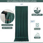 20x7ft Wrinkle Free Hunter Green Backdrop Curtain for Parties Soft Fabric Drapes Wedding Dark Green Curtain, alternate view 6