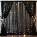 20x8ft Black Tulle Backdrop Curtain with Lights String for Parites, Sheer Backdrop Curtains for Wedding Baby
