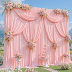 20x8ft Blush Pink Backdrop Curtain for Baby Shower Parties Pink Wrinkle Free Fabric Backdrop Curtain Wedding, alternate view