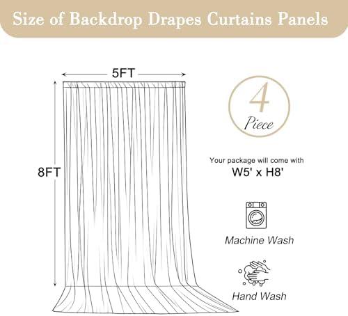 20x8ft Hunter Green Backdrop Curtain for Parties Wrinkle Free Fabric Backdrop Curtain Birthday Party Photo, alternate view 4