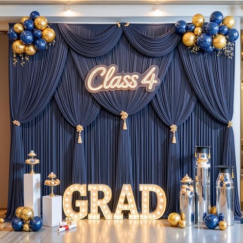20x8ft Navy Blue Backdrop Curtain for Parties Wrinkle Free Fabric Backdrop Curtain Birthday Party Photo Backdrop, alternate