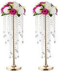 21.6in Gold Wedding Centerpieces for Table, 2Pcs Tall Vases Wedding Centerpieces with Sparkling Crystal Beads