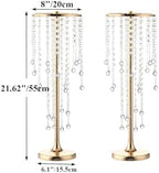 21.6in Gold Wedding Centerpieces for Table, 2Pcs Tall Vases Wedding Centerpieces with Sparkling Crystal Beads, alternate view