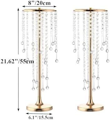 21.6in Gold Wedding Centerpieces for Table, 2Pcs Tall Vases Wedding Centerpieces with Sparkling Crystal Beads, alternate view