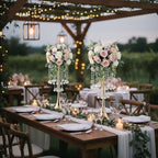 21.88in Gold Wedding Centerpieces for Tables, 2pcs Wedding Flower Stand with Crystal Bead, Metal Tall Vases for, alternate