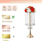 21.88in Gold Wedding Centerpieces for Tables, 2pcs Wedding Flower Stand with Crystal Bead, Metal Tall Vases for, alternate