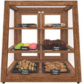 21 in. Dark Wood Slanted Countertop Dry Bakery Display Case, Bread, Pastry and Dessert Display with Tempered