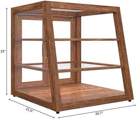 21 in. Dark Wood Slanted Countertop Dry Bakery Display Case, Bread, Pastry and Dessert Display with Tempered, alternate view