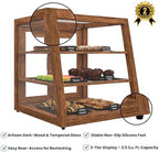 21 in. Dark Wood Slanted Countertop Dry Bakery Display Case, Bread, Pastry and Dessert Display with Tempered, alternate view