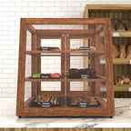 21 in. Dark Wood Slanted Countertop Dry Bakery Display Case, Bread, Pastry and Dessert Display with Tempered, alternate view