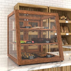 21 in. Dark Wood Slanted Countertop Dry Bakery Display Case, Bread, Pastry and Dessert Display with Tempered, alternate view