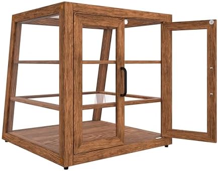 21 in. Dark Wood Slanted Countertop Dry Bakery Display Case, Bread, Pastry and Dessert Display with Tempered, alternate view