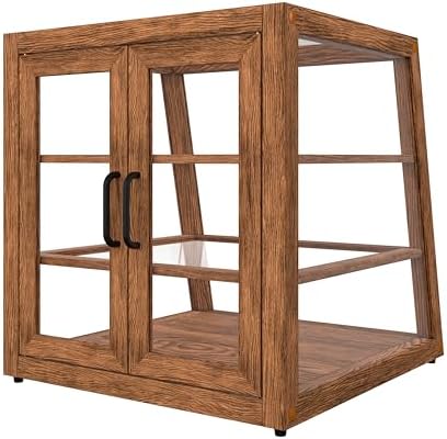 21 in. Dark Wood Slanted Countertop Dry Bakery Display Case, Bread, Pastry and Dessert Display with Tempered, alternate view