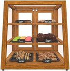 21 in. Light Wood Slanted Countertop Dry Bakery Display Case, Bread, Pastry and Dessert Display with Tempered