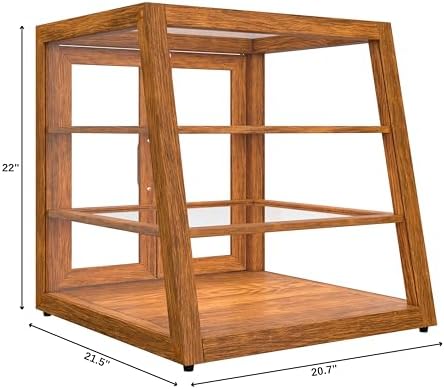 21 in. Light Wood Slanted Countertop Dry Bakery Display Case, Bread, Pastry and Dessert Display with Tempered, alternate view